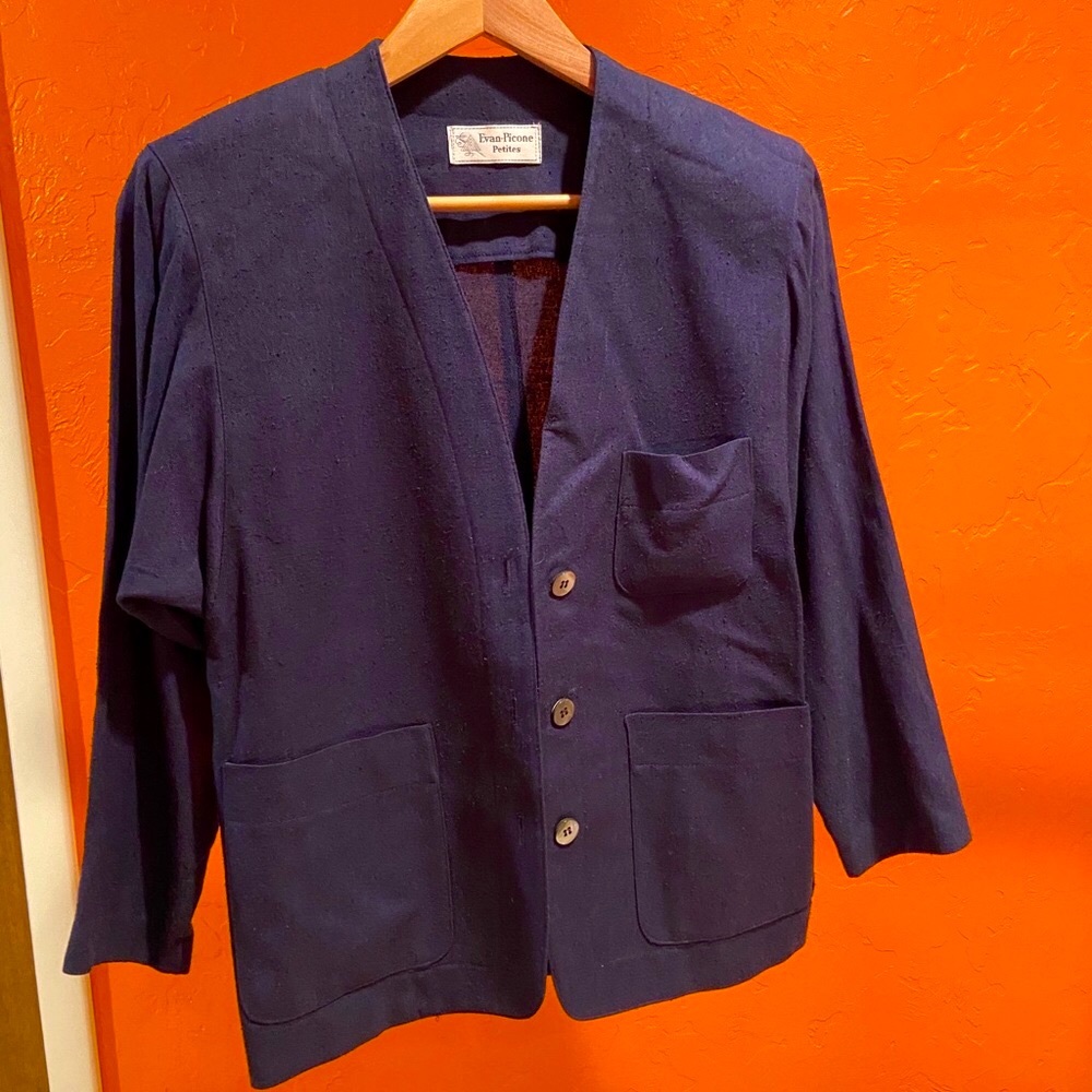 Vintage Lightweight Navy Blazer With Pockets